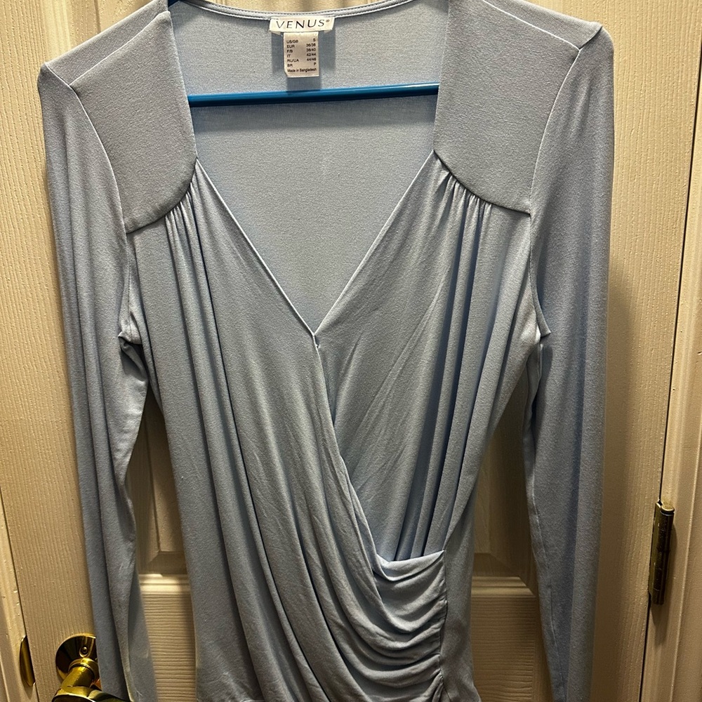 Venus Light Blue Draped Top